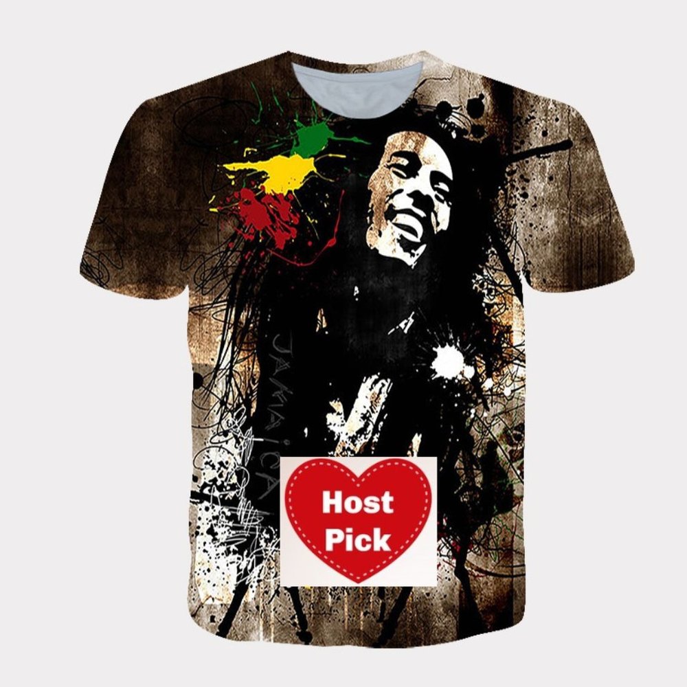 Bob Marley Men's T-Shirt Short Sleeve Crew Neck Tee Sizes: Large, XL, 2XL, 3XL